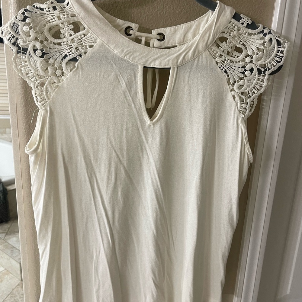 Elegant Cream Lace Sleeve Women's Top